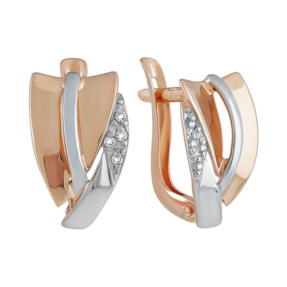 Золотые серьги с фианитом № 136936