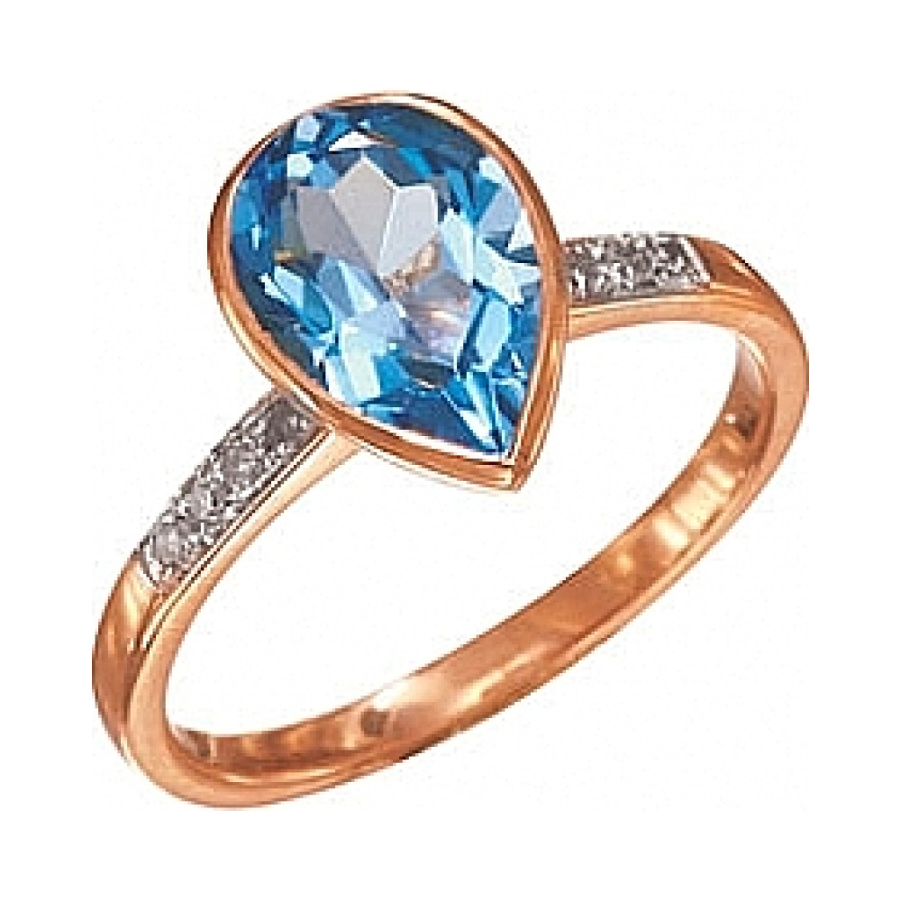 Золотое кольцо с бриллиантом и топазом № 7202