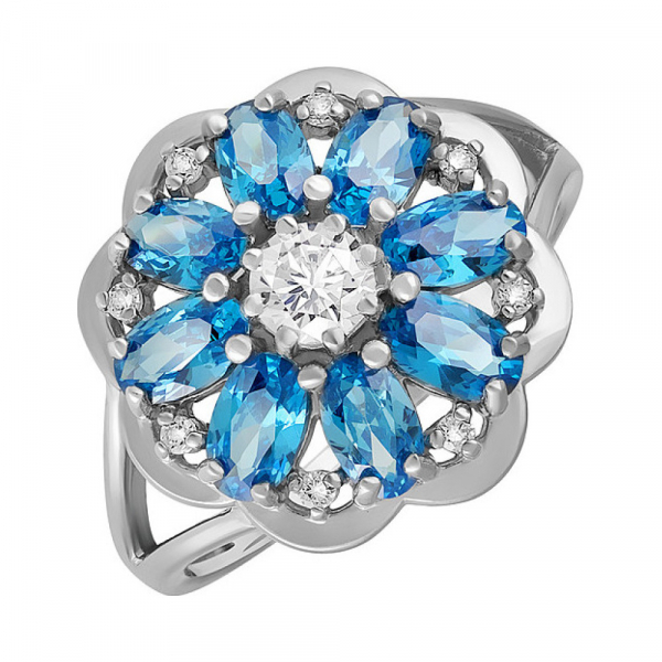 Серебряное кольцо с фианитом № 134209