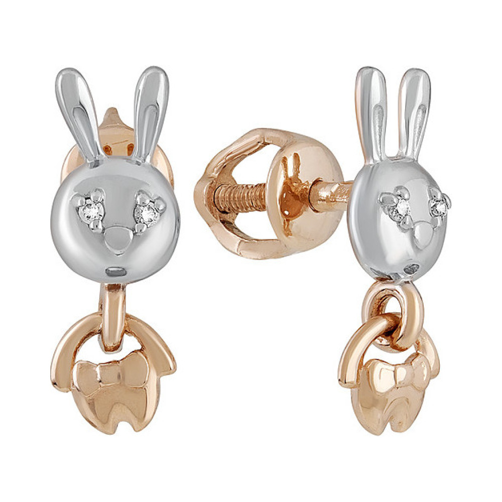 Золотые серьги с фианитом № 135910