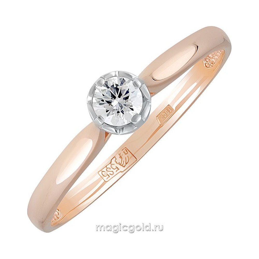 Золотое кольцо с бриллиантом № 139156