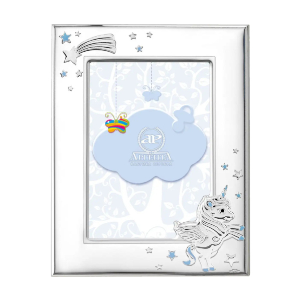 Рамка д/фото Единорог (голубая) 9*13