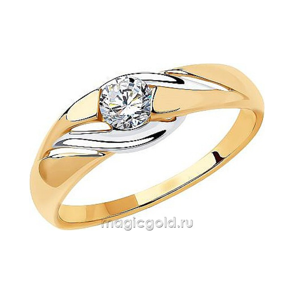 Золотое кольцо с фианитом № 174054