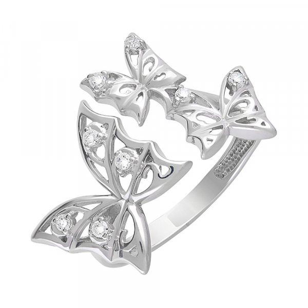 Серебряное кольцо с фианитом № 128044