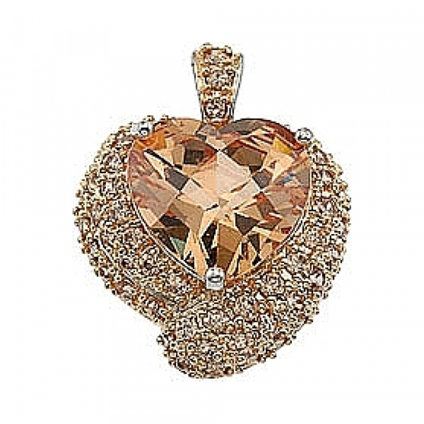 Серебряная подвеска с фианитом и золотым покрытием № 34144