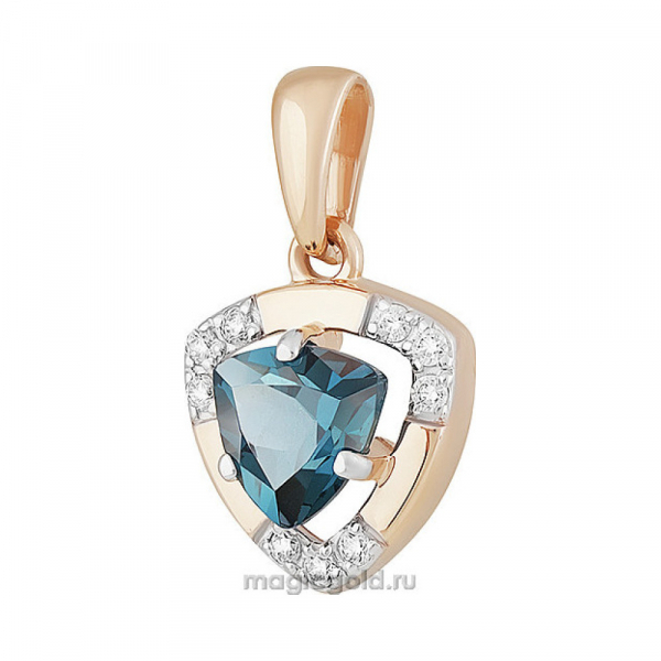 Золотая подвеска с топазом и фианитом № 142237