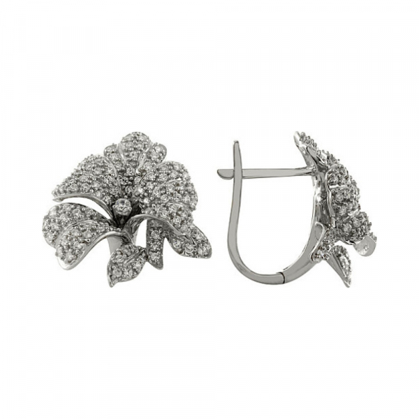 Серебряные серьги с фианитом № 98044