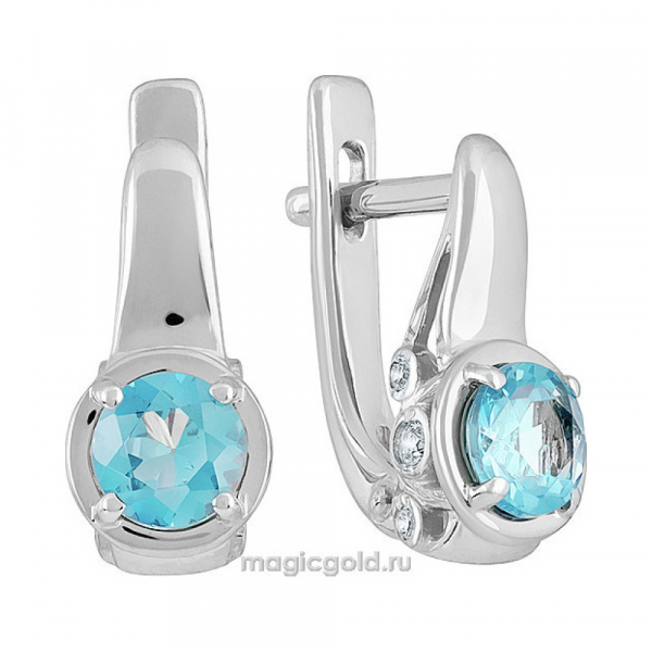 Золотые серьги с топазом и фианитом № 139235