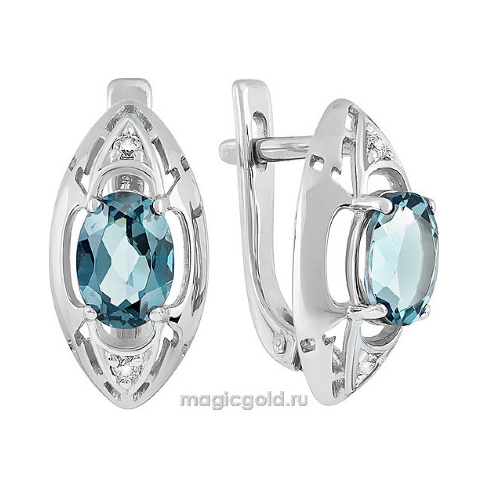 Золотые серьги с топазом и фианитом № 139095