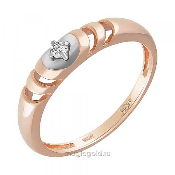Золотое кольцо с бриллиантом № 164071