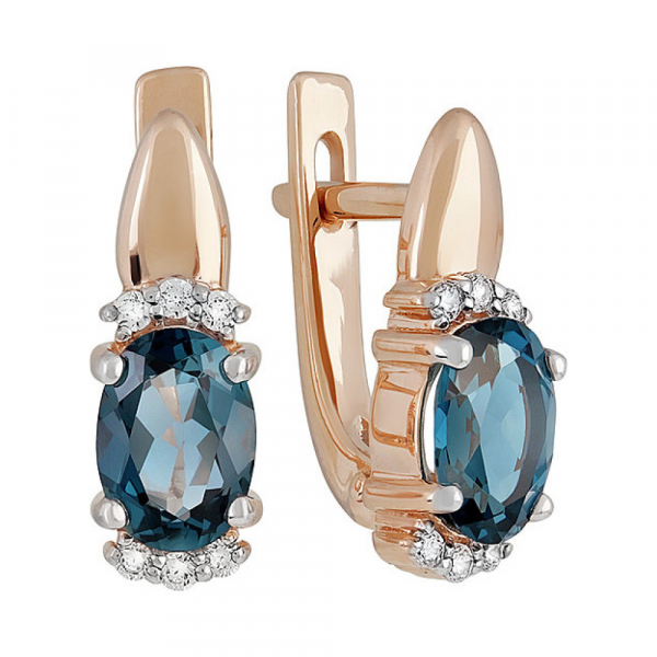 Золотые серьги с топазом и фианитом № 137872