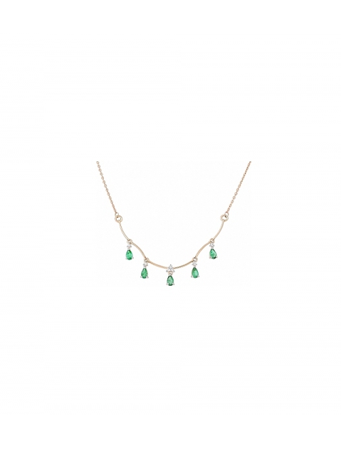 Золотое колье с бриллиантом и изумрудом № 109169