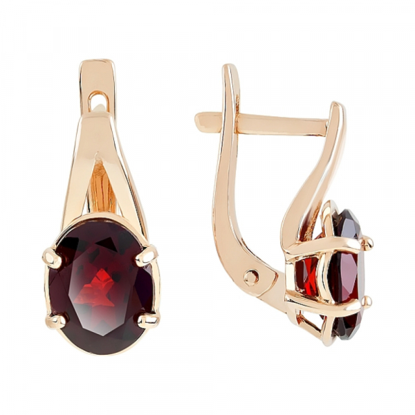 Золотые серьги с гранатом № 110860
