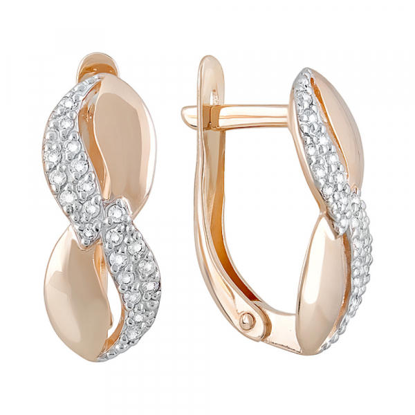 Золотые серьги с фианитами № 123489