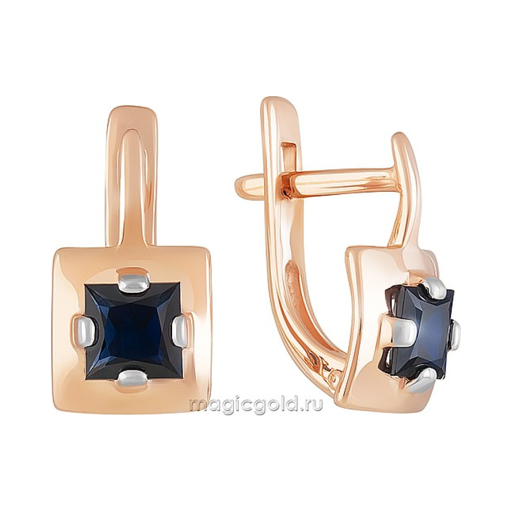 Золотые серьги с сапфиром № 161871
