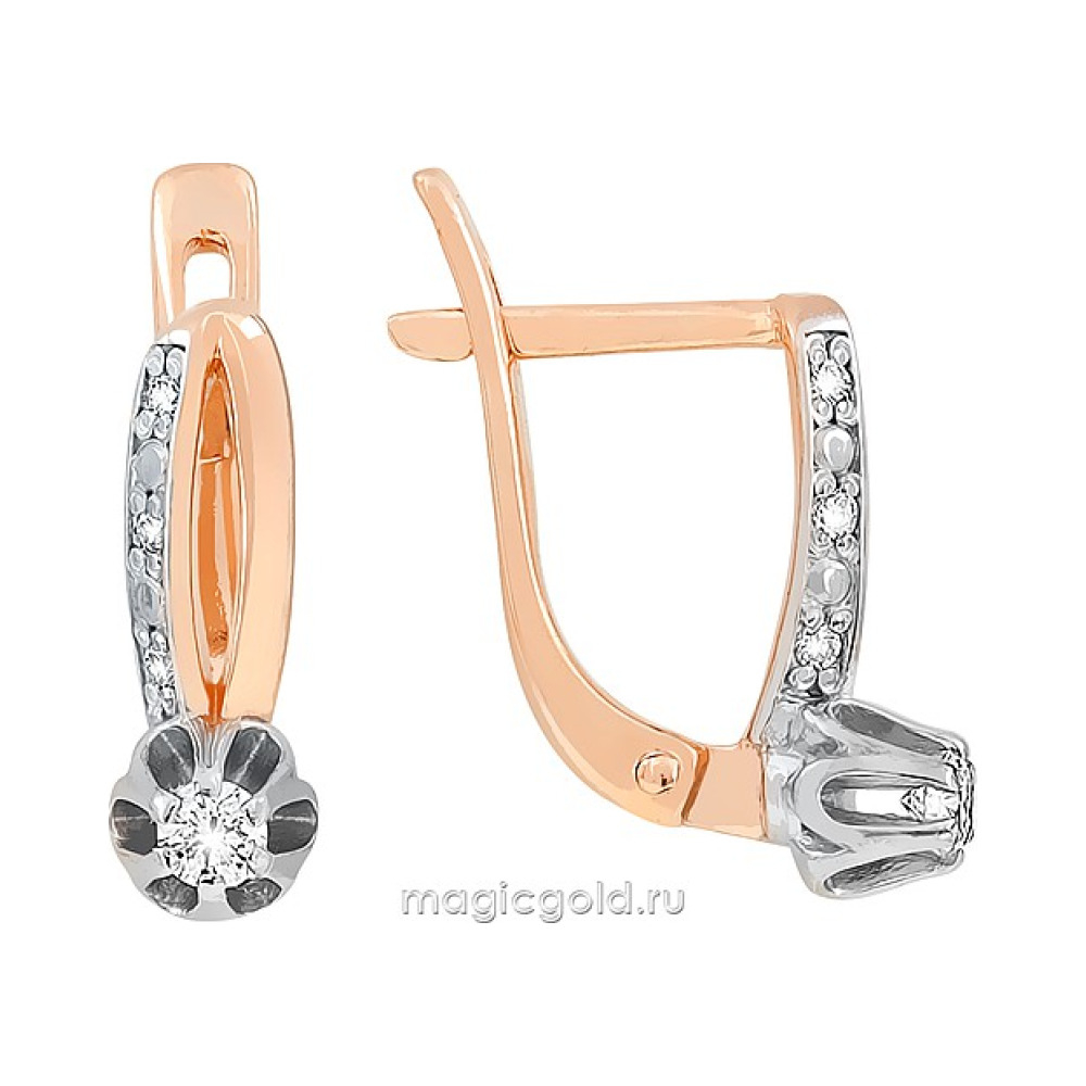Золотые серьги с бриллиантом № 160750