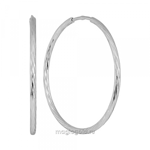 Серебряные серьги конго с алмазной гранью № 136816