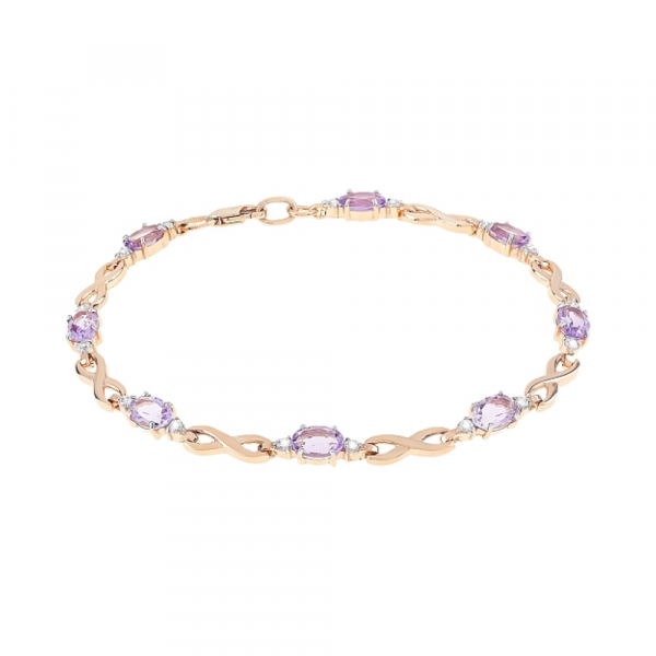 Золотой браслет с аметистом и фианитом № 103746