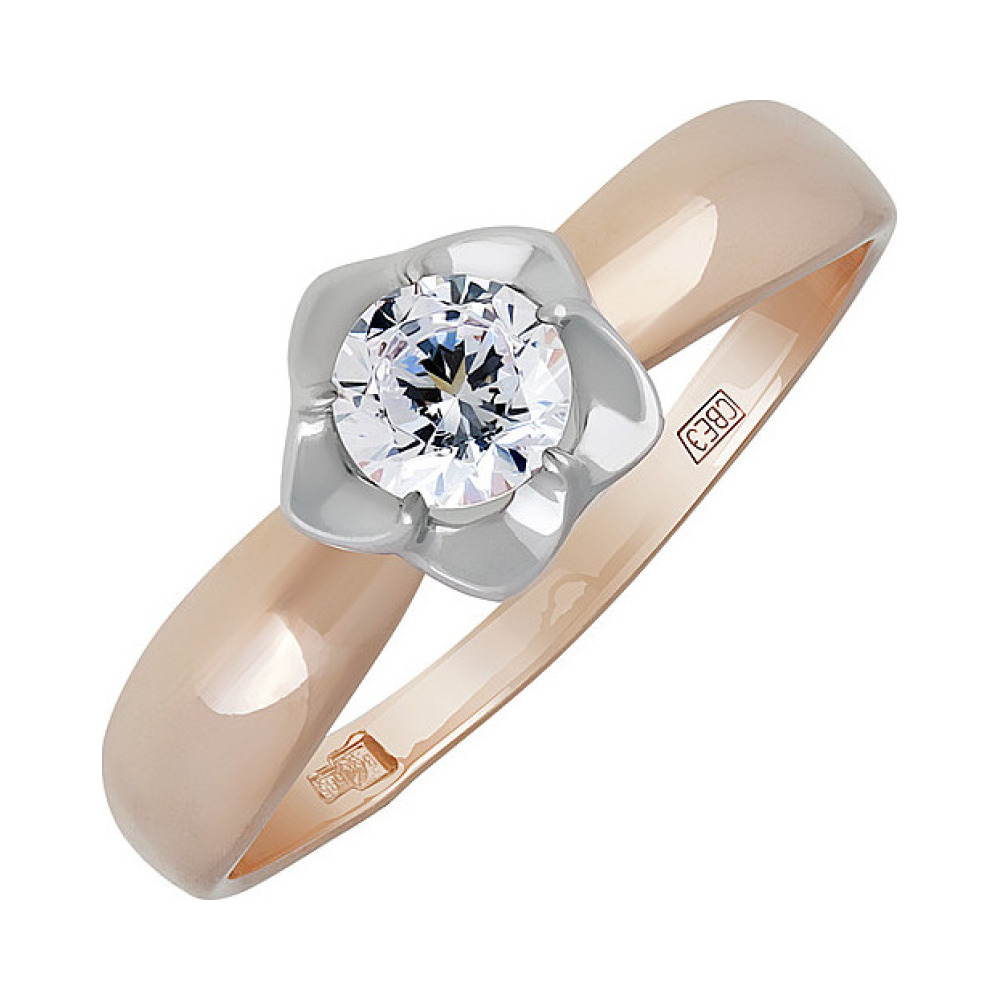 Золотое кольцо с фианитом № 138375