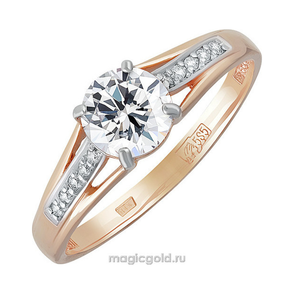 Золотое кольцо с фианитом № 137795