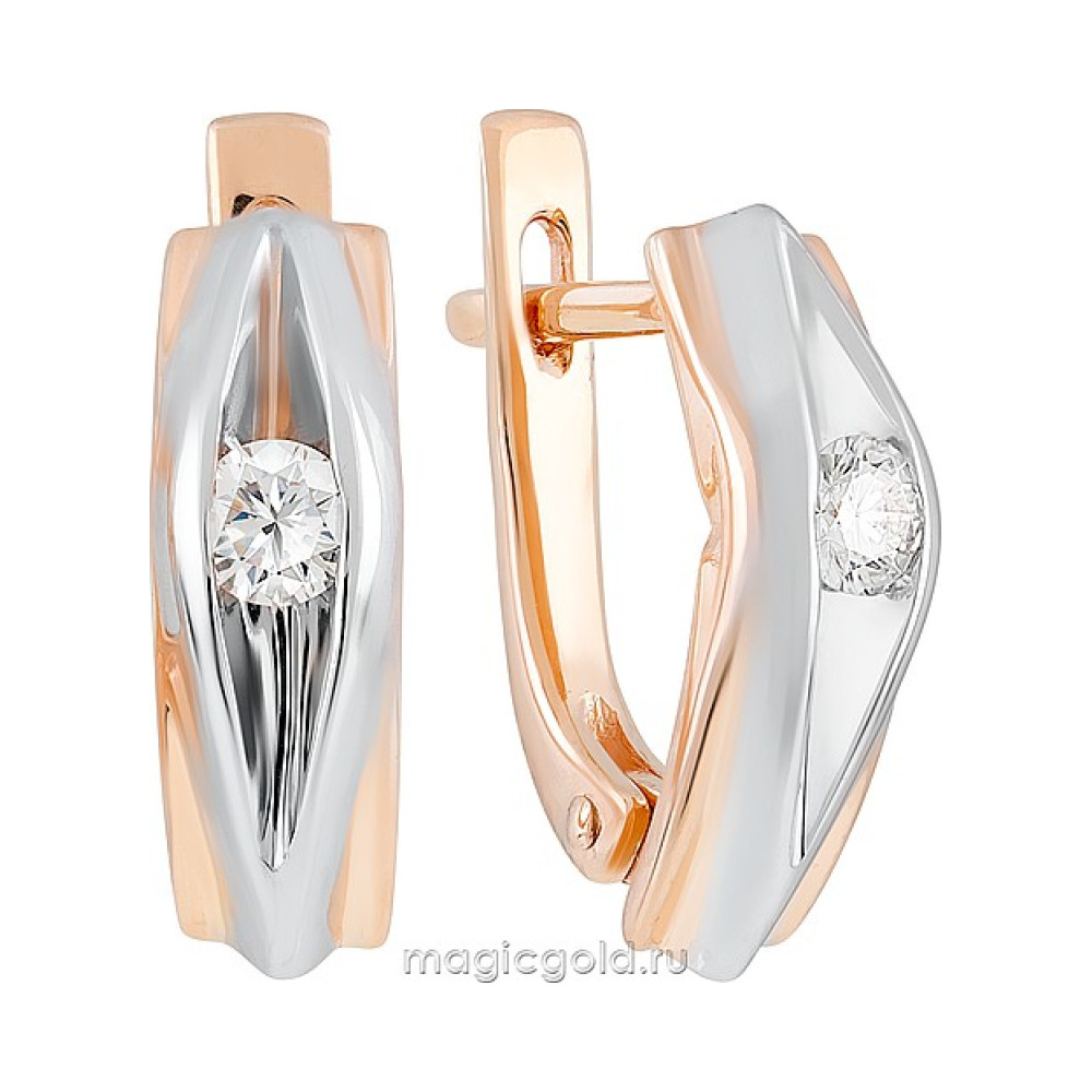 Золотые серьги с бриллиантом № 160829