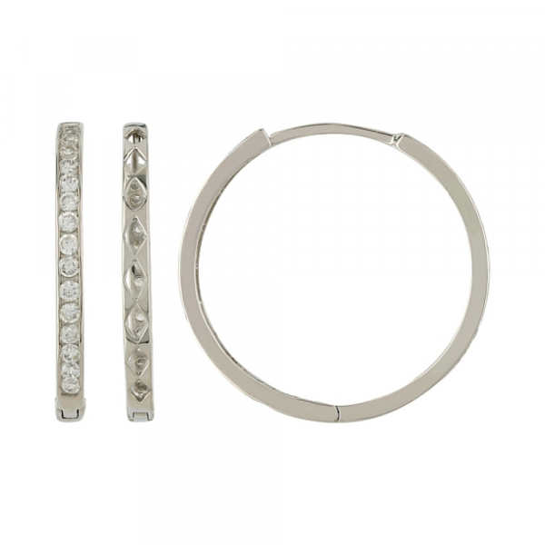 Серебряные серьги с фианитом № 106703