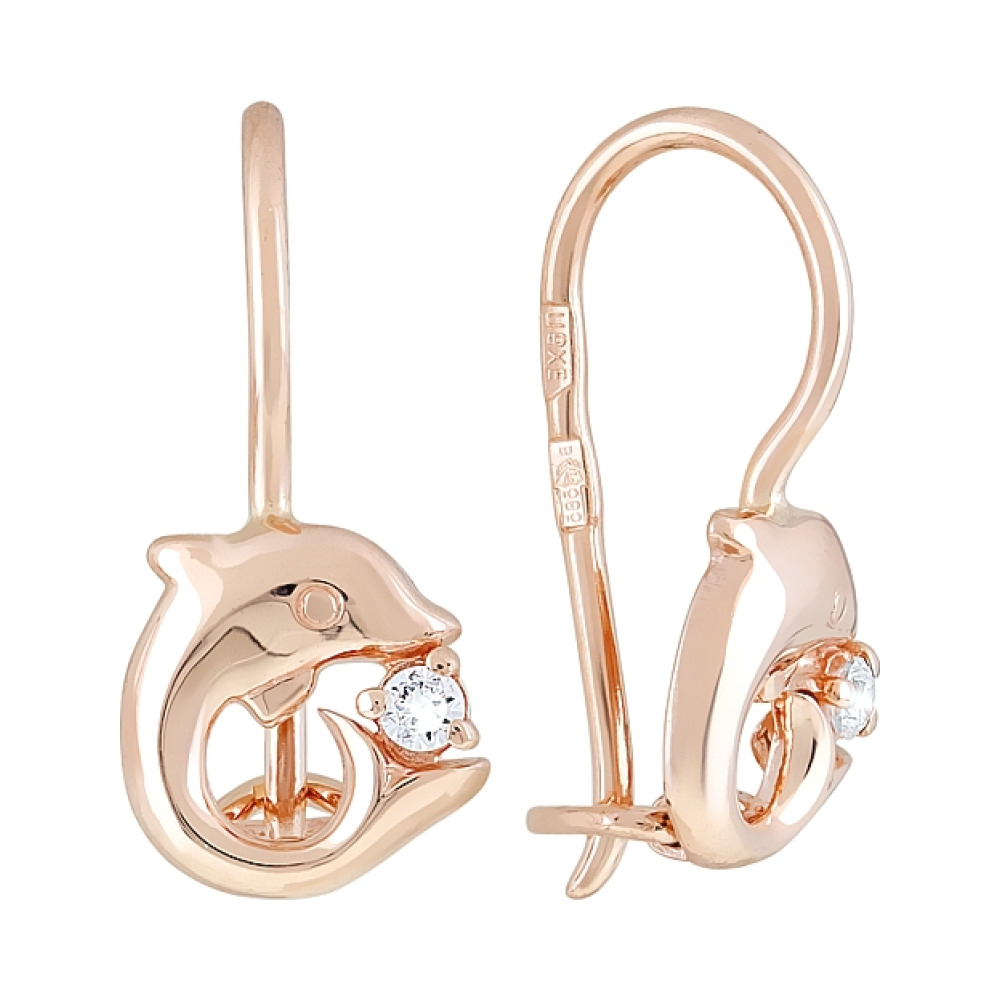 Золотые серьги с фианитами № 121565