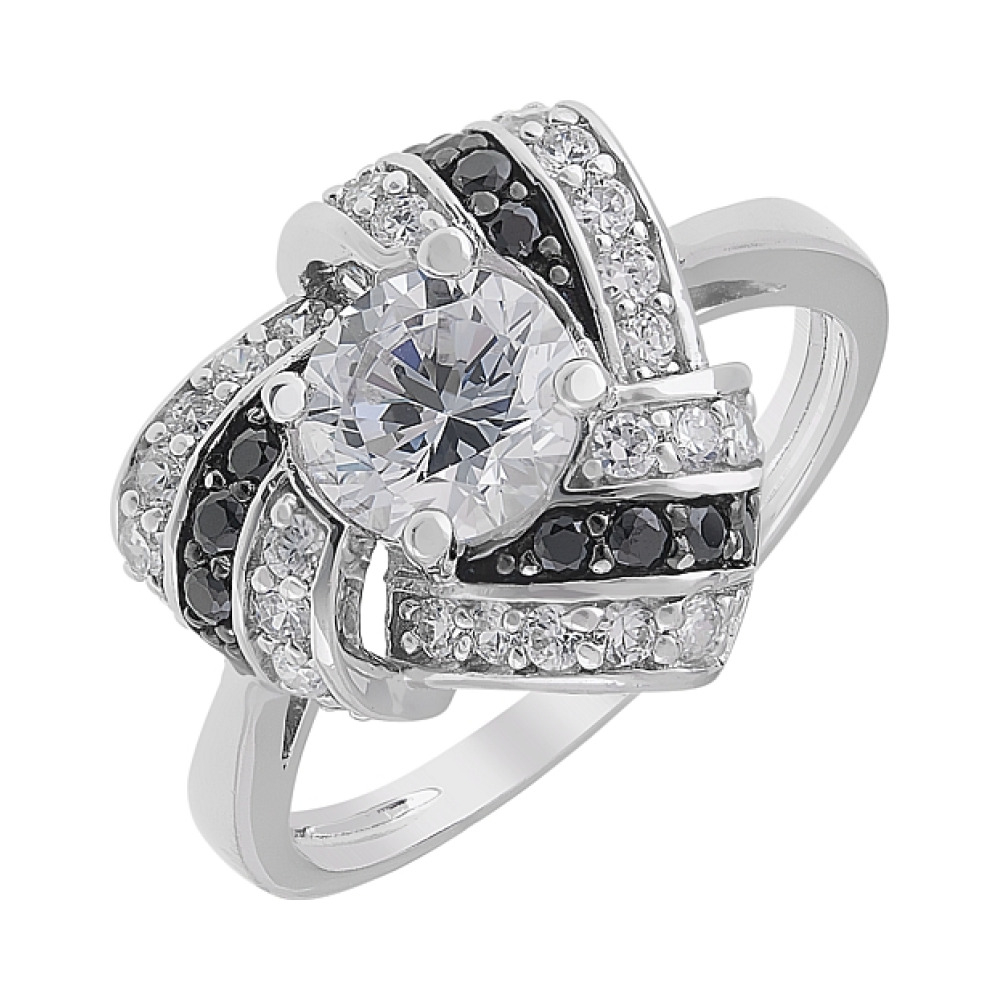 Серебряное кольцо с фианитами № 112741