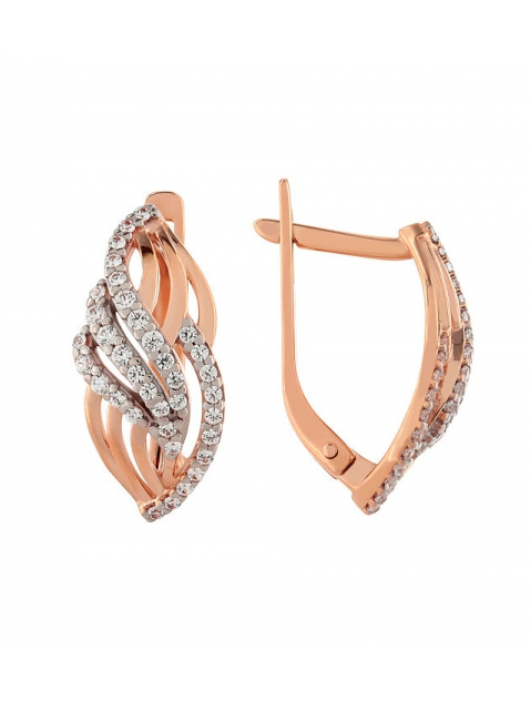 Золотые серьги с фианитом № 86031