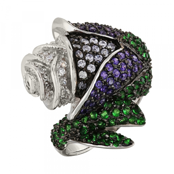 Серебряное кольцо с фианитом № 99609