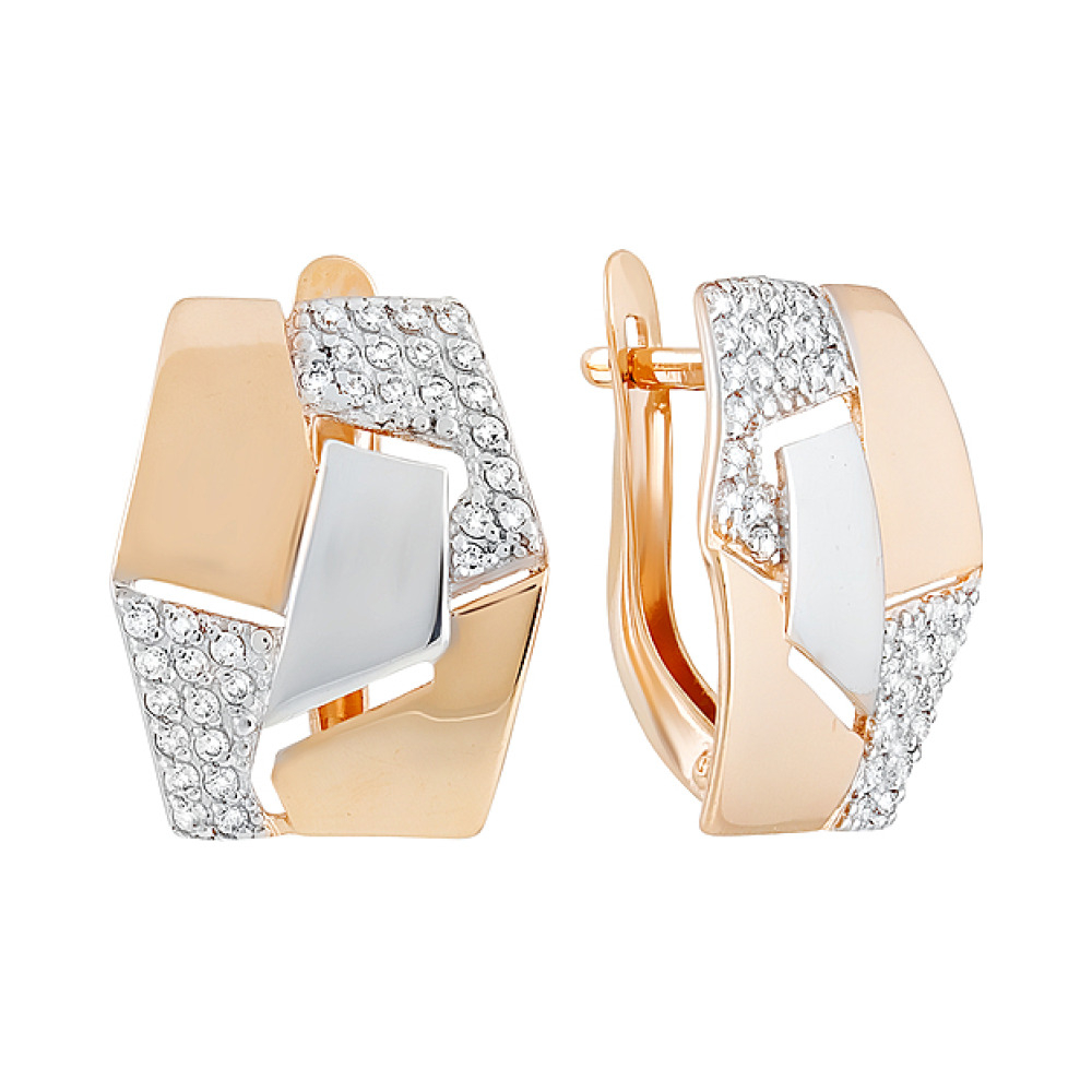 Золотые серьги с фианитом № 129883