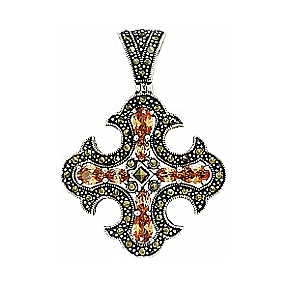 Серебряная подвеска с фианитом и марказитом № 80855