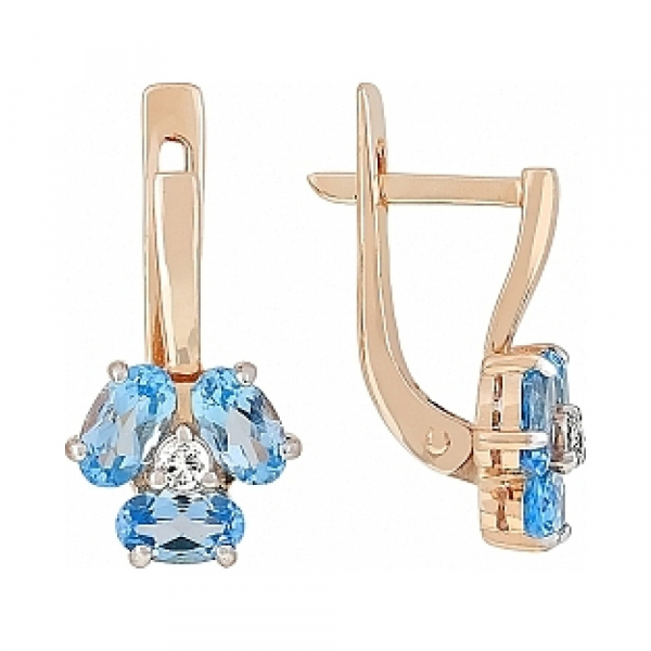 Золотые серьги с топазом и фианитом № 114838