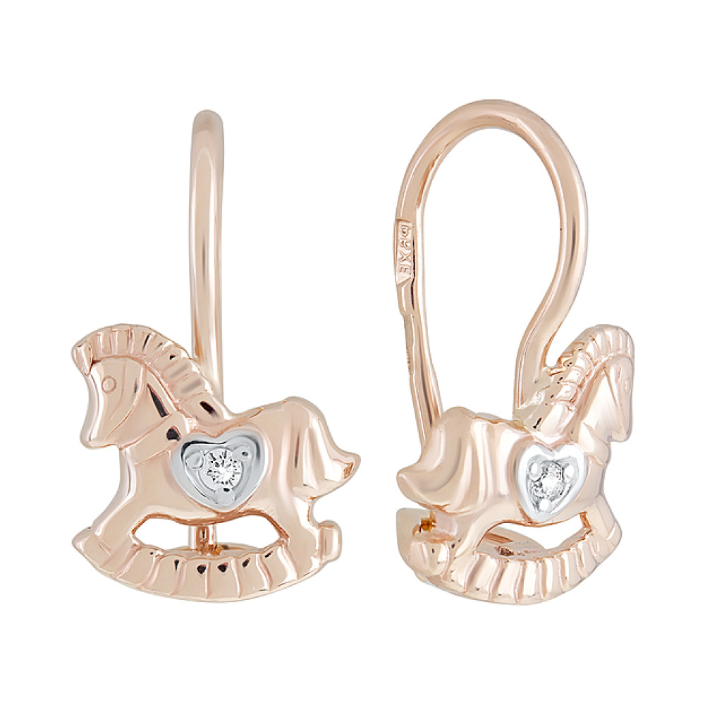 Золотые серьги с фианитом № 126421