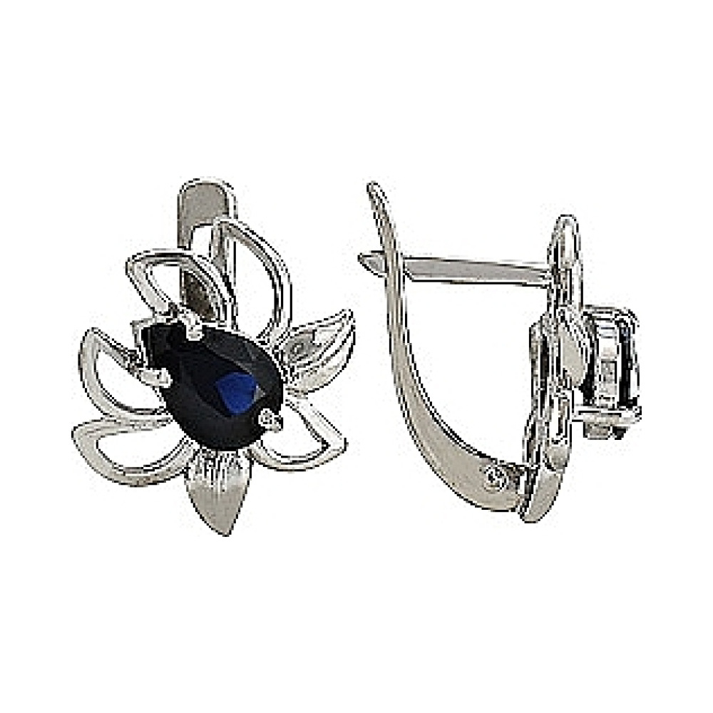 Золотые серьги с сапфиром № 78711