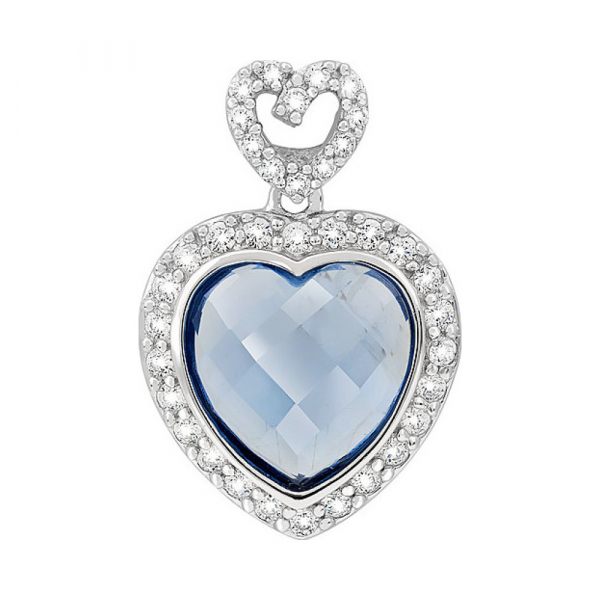 Серебряная подвеска с фианитом и имитац. шпинели № 117468