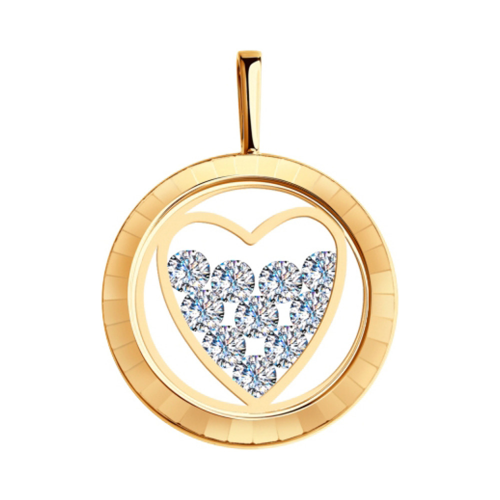Золотая подвеска с плавающими кристаллами swarovski № 140458