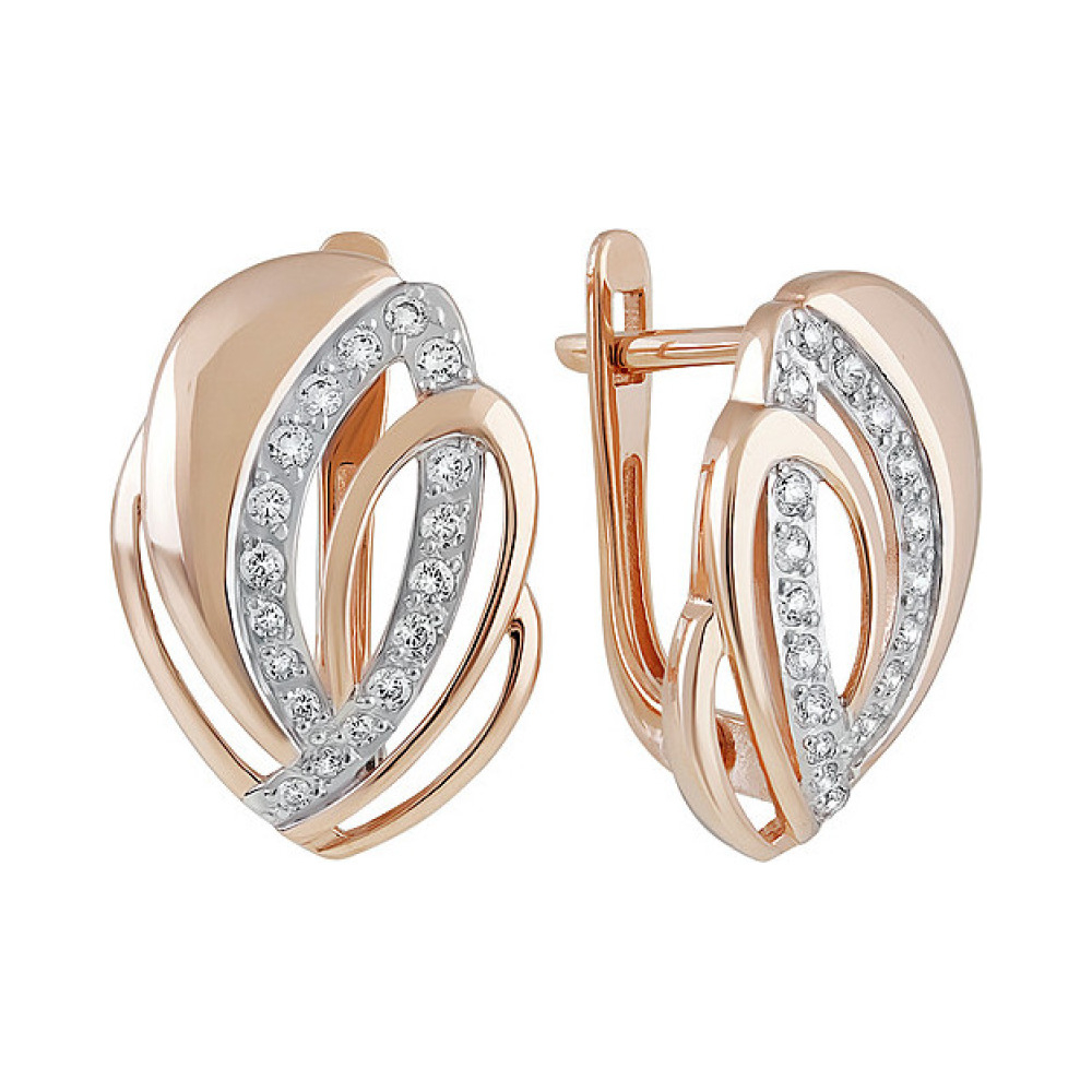 Золотые серьги с фианитом № 138192