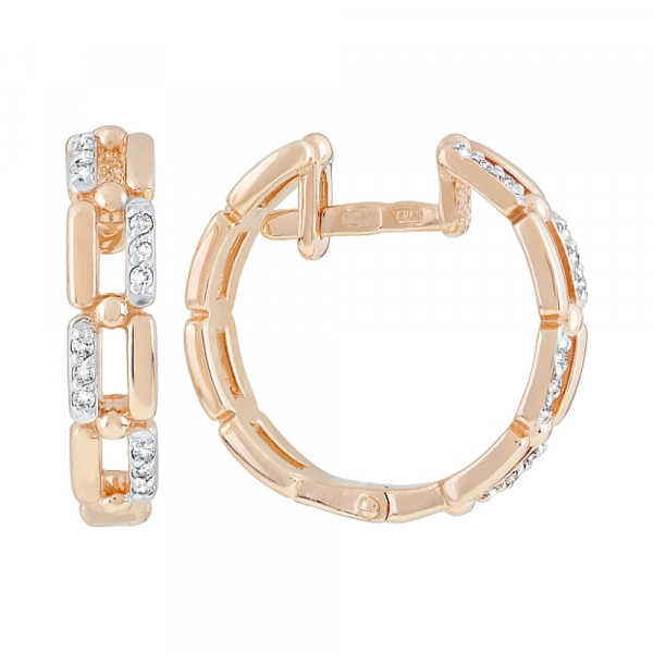 Золотые серьги с фианитами № 121718