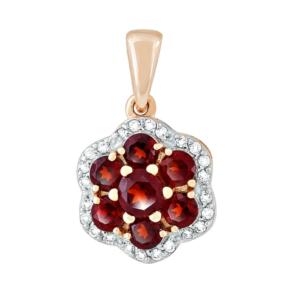 Золотая подвеска с гранатом и фианитом № 118268