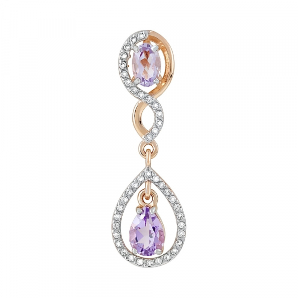 Золотая подвеска с аметистом и фианитом № 120051