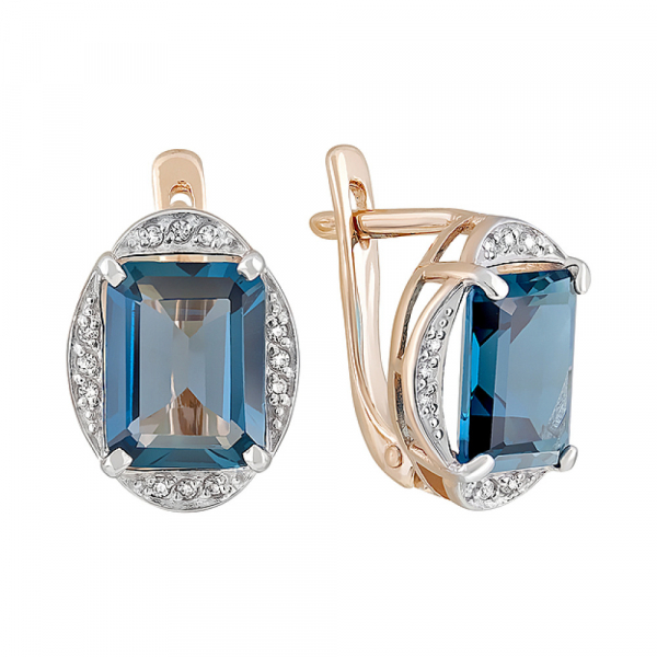 Золотые серьги с топазом и фианитом № 126522