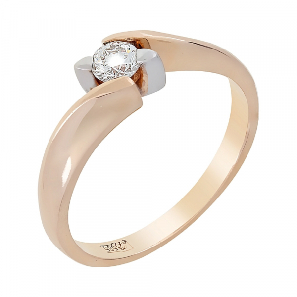 Золотое кольцо с бриллиантом № 62057