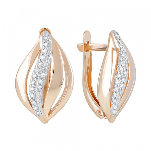 Золотые серьги с фианитами № 123461