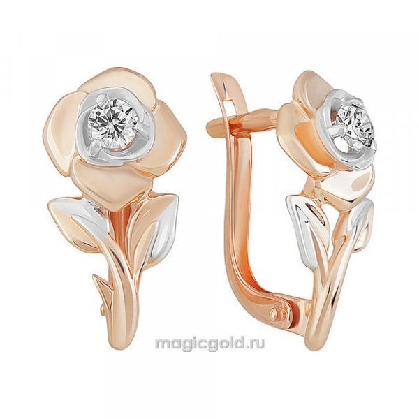 Золотые серьги с фианитом № 155673