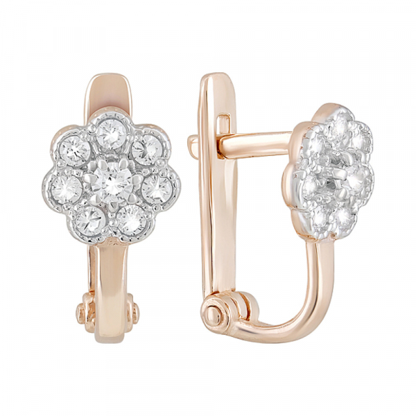 Золотые серьги с фианитами № 124372