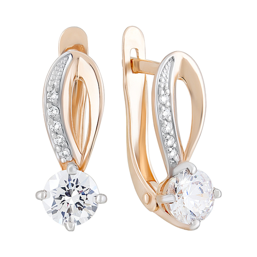 Золотые серьги с кристаллами swarovski № 126761
