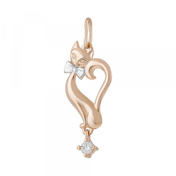 Золотая подвеска с фианитом № 134925