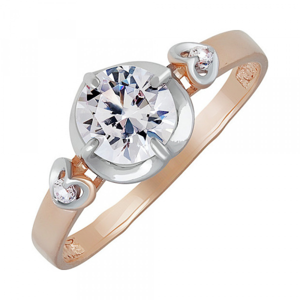 Золотое кольцо с фианитом № 138040