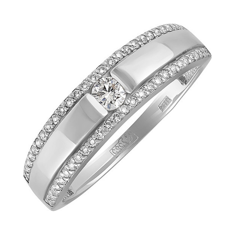 Золотое кольцо с бриллиантом № 129664